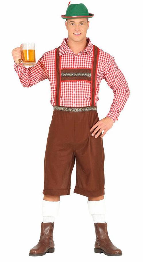 Lederhose Lang Bruin en Blouse Heren L, Kinderen en Baby's, Carnavalskleding en Verkleedspullen, Nieuw, Verzenden