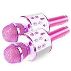 Set van 2 MAX KM01 karaoke microfoons - Roze (2x), Nieuw, Verzenden