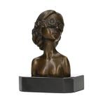 Beeldje - Bust of a girl - Brons, Marmer, Antiek en Kunst