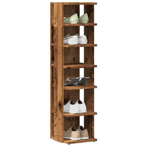 vidaXL Schoenenkasten 2 st 28x27x102 cm bewerkt hout oud, Huis en Inrichting, Kasten | Schoenenrekken, Nieuw, Verzenden