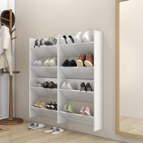 vidaXL Wandschoenenkasten 4 st 60x18x60 cm bewerkt hout, Huis en Inrichting, Kasten | Schoenenrekken, Nieuw, Verzenden