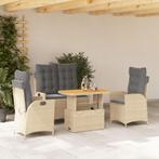 vidaXL 4-delige Tuinset met kussens poly rattan beige, 4 zitplaatsen, Nieuw, Tuinset, Verzenden