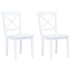 Eetkamerstoelen 2 st massief rubberwood wit ( Poef) ( Poef), Huis en Inrichting, Stoelen, Verzenden, Nieuw