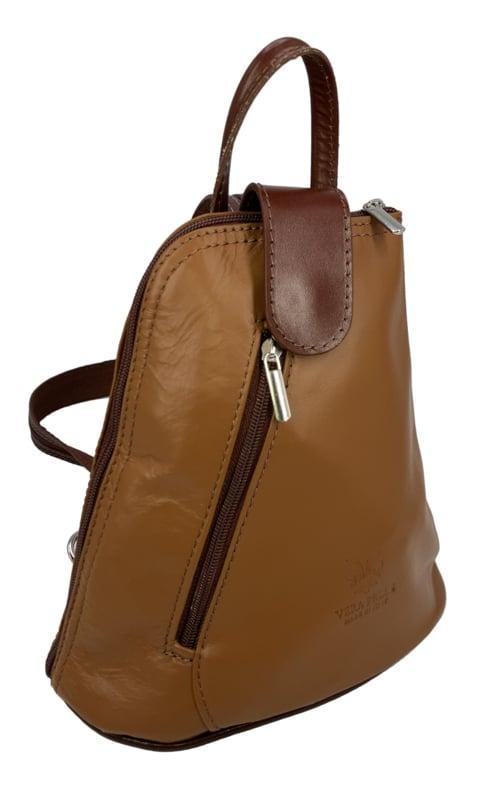 Vera Pelle leren rugzakje Cognac met bruine details, Sieraden, Tassen en Uiterlijk, Tassen | Schoudertassen, Nieuw, Verzenden