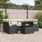 vidaXL Tuin Sofa Set met kussen 7 pcs Zwart en crème 100 x, Verzenden, Nieuw, Rotan