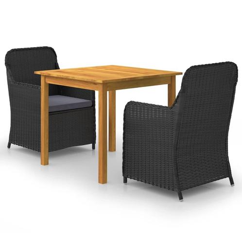 vidaXL 3-delige Tuinset zwart, Tuin en Terras, Tuinsets en Loungesets, Tuinset, Nieuw, 2 zitplaatsen, Hardhout, Verzenden