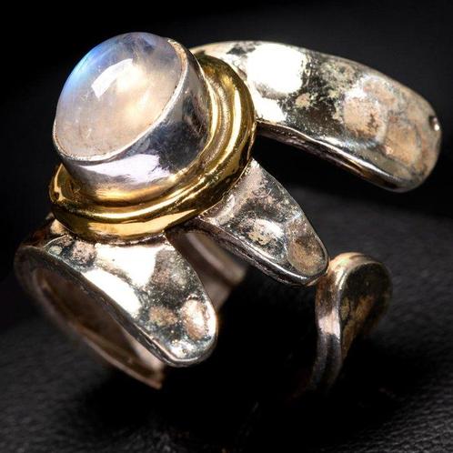 Maansteen Zilveren Ring - Hoogte: 28 mm - Breedte: 24 mm- 8, Verzamelen, Mineralen en Fossielen
