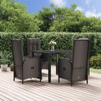 vidaXL 5-delige Tuinset met kussens poly rattan zwart, Verzenden, Nieuw, Rotan, Tuinset