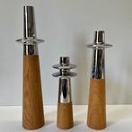 Georg Jensen - Kandelaar Ellipse (3) - Chroom, Hout -