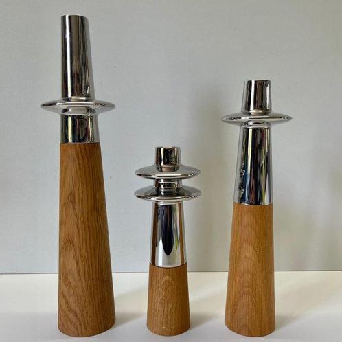 Georg Jensen - Kandelaar Ellipse (3) - Chroom, Hout -, Antiek en Kunst, Antiek | Meubels | Stoelen en Banken