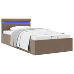 vidaXL Bedframe met hydraulische opslag en LED stof taupe, 100 cm, Eenpersoons, Verzenden, Nieuw