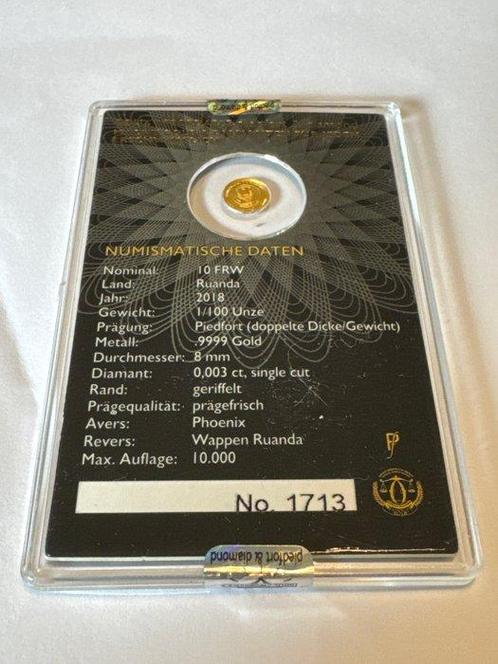 Rwanda. 10 Frw 2018 Phoenix mit Diamant 1/100 Oz (.999), Postzegels en Munten, Munten | Europa | Niet-Euromunten