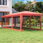 vidaXL Partytent met 8 mesh zijwanden 3x9 m HDPE rood, Verzenden, Nieuw, Partytent