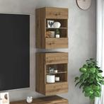 vidaXL Wandkasten met LED-verlichting voor tv 2 st, Verzenden, Nieuw, Overige houtsoorten