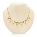 Gouden staafjes collier met parels | 44 cm, Sieraden, Tassen en Uiterlijk, Kettingen, Gebruikt, Overige kleuren, Ophalen of Verzenden
