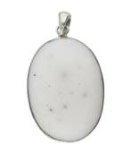 Zilveren Dendriet Opaal roze edelsteen ovaal XL hanger, Nieuw, Verzenden
