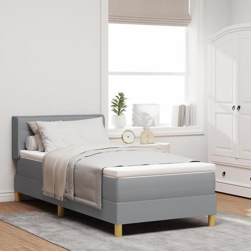 vidaXL Boxspring Bed met Matras in Lichtgrijs, 100 x 200 cm,, Huis en Inrichting, Slaapkamer | Bedden, Nieuw, Stof, Verzenden