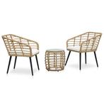 vidaXL 3-delige Bistroset poly rattan eikenkleurig, Tuin en Terras, Tuinsets en Loungesets, Verzenden, Nieuw, Rotan