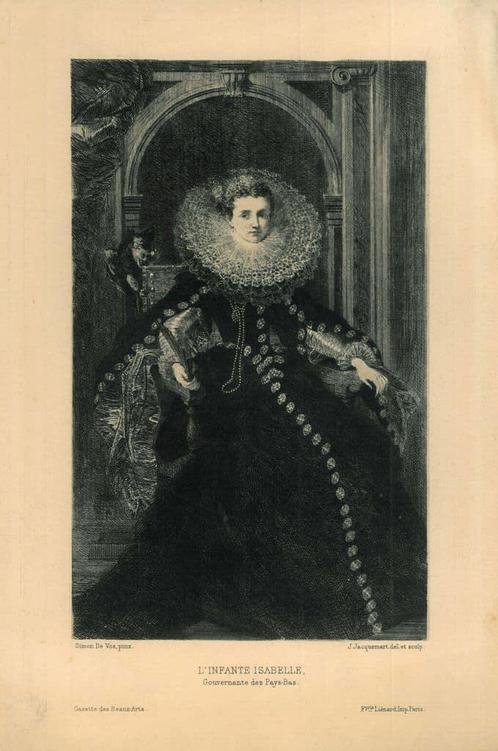 Portrait of Isabella Clara Eugenia of Spain, Antiek en Kunst, Kunst | Etsen en Gravures
