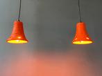 2 Orange Retro Ceramic Pendant Lamps, Huis en Inrichting, Lampen | Hanglampen, Ophalen of Verzenden, Nieuw