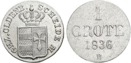 1 Grote 1836 B Oldenburg Paul Friedrich August 1829-1853, Postzegels en Munten, Munten | Europa | Niet-Euromunten, Verzenden