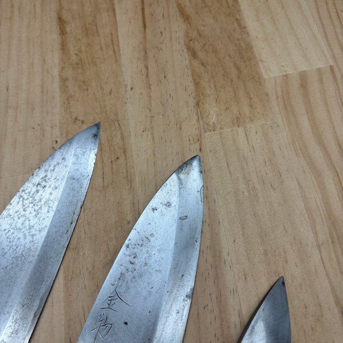 Damaged Japanese Deba knives set - Keukenmes - Koolstofstaal, Antiek en Kunst, Antiek | Keukenbenodigdheden