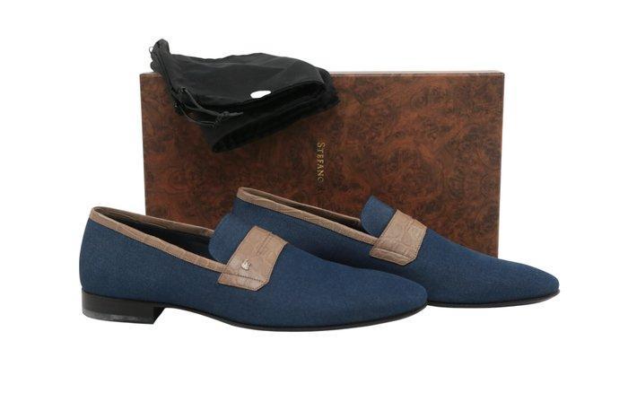 STEFANO RICCI RRP 3800€ Fabric & Crocodile Penny Loafers –, Kleding | Heren, Schoenen