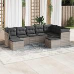 vidaXL 9-delige Loungeset met kussens poly rattan lichtgrijs, Verzenden, Nieuw, Rotan, Loungeset