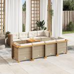 vidaXL 9-delige Loungeset met kussens poly rattan beige, Tuin en Terras, Verzenden, Nieuw, Rotan, Loungeset
