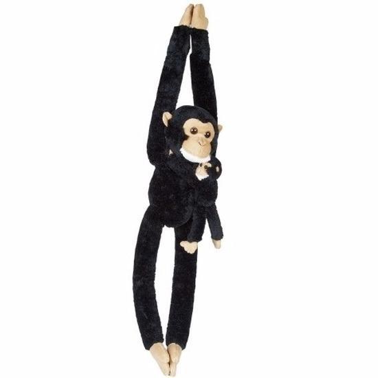 Pluche hangende chimpansee met baby knuffel 84 cm - Knuffe.., Kinderen en Baby's, Speelgoed | Knuffels en Pluche, Ophalen of Verzenden