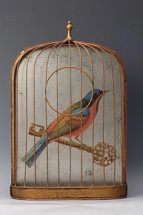 Vogelkooi - Hout, Metaal - Decoratieve trompe loeil, Antiek en Kunst, Curiosa en Brocante