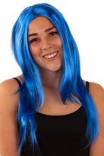 Pruik blauw lang haar, Verzenden, Nieuw