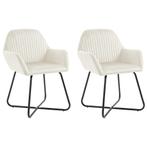 vidaXL Eetkamerstoelen 2 st fluweel crèmekleurig, Huis en Inrichting, Stoelen, Verzenden, Nieuw