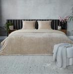 Teddy ribbed dekbedovertrek - taupe - 240 x 200/220 cm |, Verzenden, Nieuw