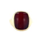 Gouden zegelring met carneool 14 krt, Sieraden, Tassen en Uiterlijk, Ringen, Verzenden, Zo goed als nieuw, Rood, Goud