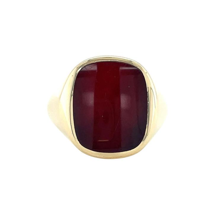 Gouden zegelring met carneool 14 krt, Sieraden, Tassen en Uiterlijk, Ringen, Rood, Zo goed als nieuw, Goud, Verzenden