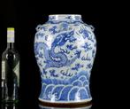 Een grote (36,8 cm) Chinese blauw-witte Dragon-pot -, Antiek en Kunst