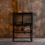 *WOONWINKEL* Dutchbone Boli Ribbelglas Vitrinekastje Zwart, Verzenden, Nieuw