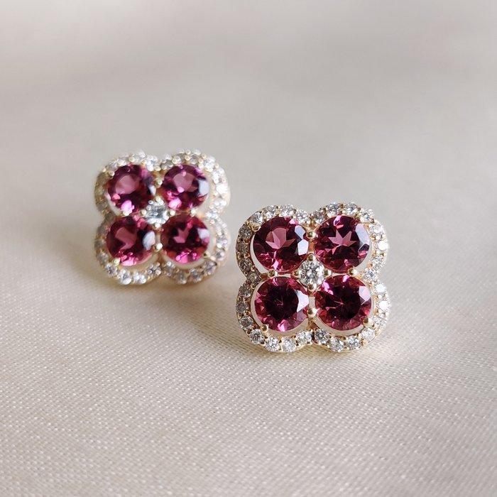 Oorstekers - 14 karaat Geel goud - 2.71ct. tw. Toermalijn -, Sieraden, Tassen en Uiterlijk, Antieke sieraden
