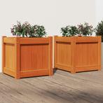 vidaXL Plantenbakken 2 st cm massief grenenhout wasbruin, Tuin en Terras, Bloembakken en Plantenbakken, Verzenden, Minder dan 60 cm