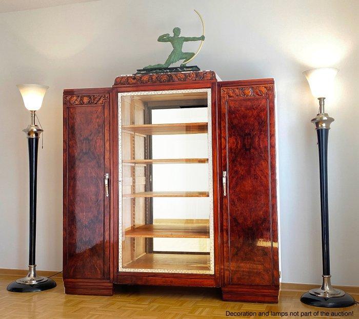 Art Nouveau - Vitrinekast - vurig walnoothout - Art Deco, Antiek en Kunst, Antiek | Meubels | Stoelen en Banken