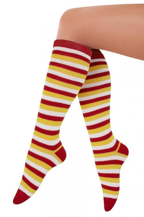 Lange Sokken Rood Wit Geel Gestreept 36 37 38 39 40 41 Carna, Kleding | Dames, Carnavalskleding en Feestkleding, Nieuw, Carnaval