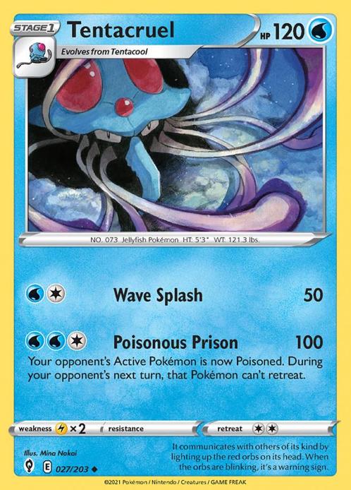 Tentacruel 027/203 (Evolving Skies), Hobby en Vrije tijd, Verzamelkaartspellen | Pokémon, Losse kaart, Nieuw, Foil, Ophalen of Verzenden
