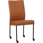 Leren eetkamerstoel Comfort met wieltjes - Toledo Natur (co, Huis en Inrichting, Stoelen, Overige kleuren, Leren eetkamerstoel Comfort met wieltjes - Toledo Natur (cognac) - Poten staal rond zwart past perfect in uw interieur als u woonstijl: Modern is.