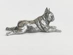 Miniatuur figuur - Massief zilveren liggende Franse Bull, Antiek en Kunst