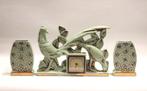 Tafelklok (3) - Berlot-Mussier - Art Deco - Porselein -