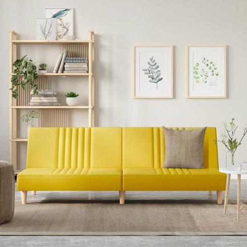 vidaXL Slaapbank stof lichtgeel, Huis en Inrichting, Banken | Bankstellen, Nieuw, 200 tot 250 cm, Stof, Verzenden