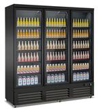 Koelkast 3 Glasdeuren Zwart Ceb-1600R Bl, Verzenden, Nieuw in verpakking, Koelen en Vriezen