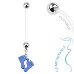 Fako Bijoux® - Zwangerschapspiercing - Babyvoetjes - Blauw, Verzenden, Nieuw