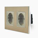 WANDCONTACTDOOS | ALUMINIUM | GOUD | TWEEVOUDIG, Ophalen of Verzenden, Nieuw, Stopcontact